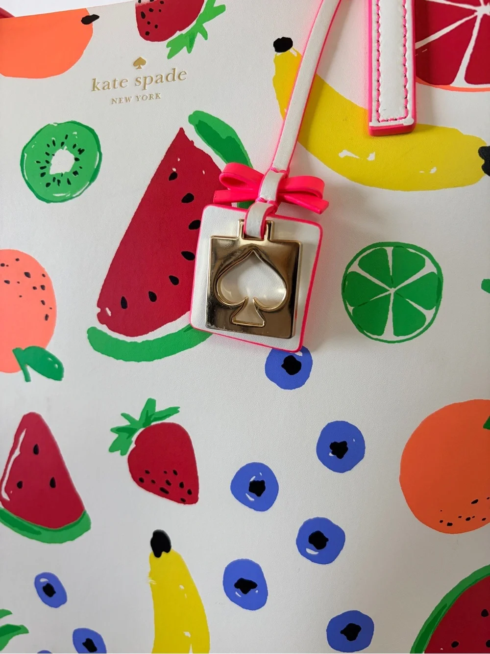 kate spade Fruit-Print Tote with Neon Pink